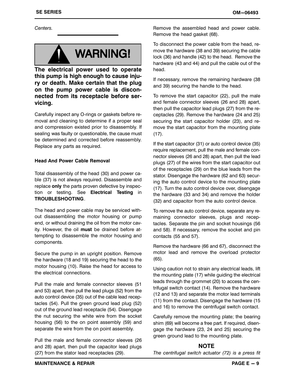 Gorman-Rupp Pumps SE2C3A 115V 1P 1483930 and up User Manual | Page 30 / 37