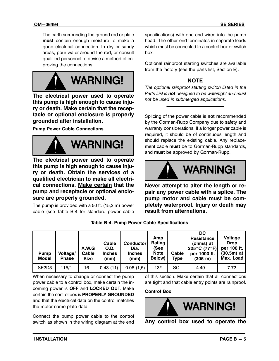 Gorman-Rupp Pumps SE2D3 115V 1P 1483930 and up User Manual | Page 12 / 38