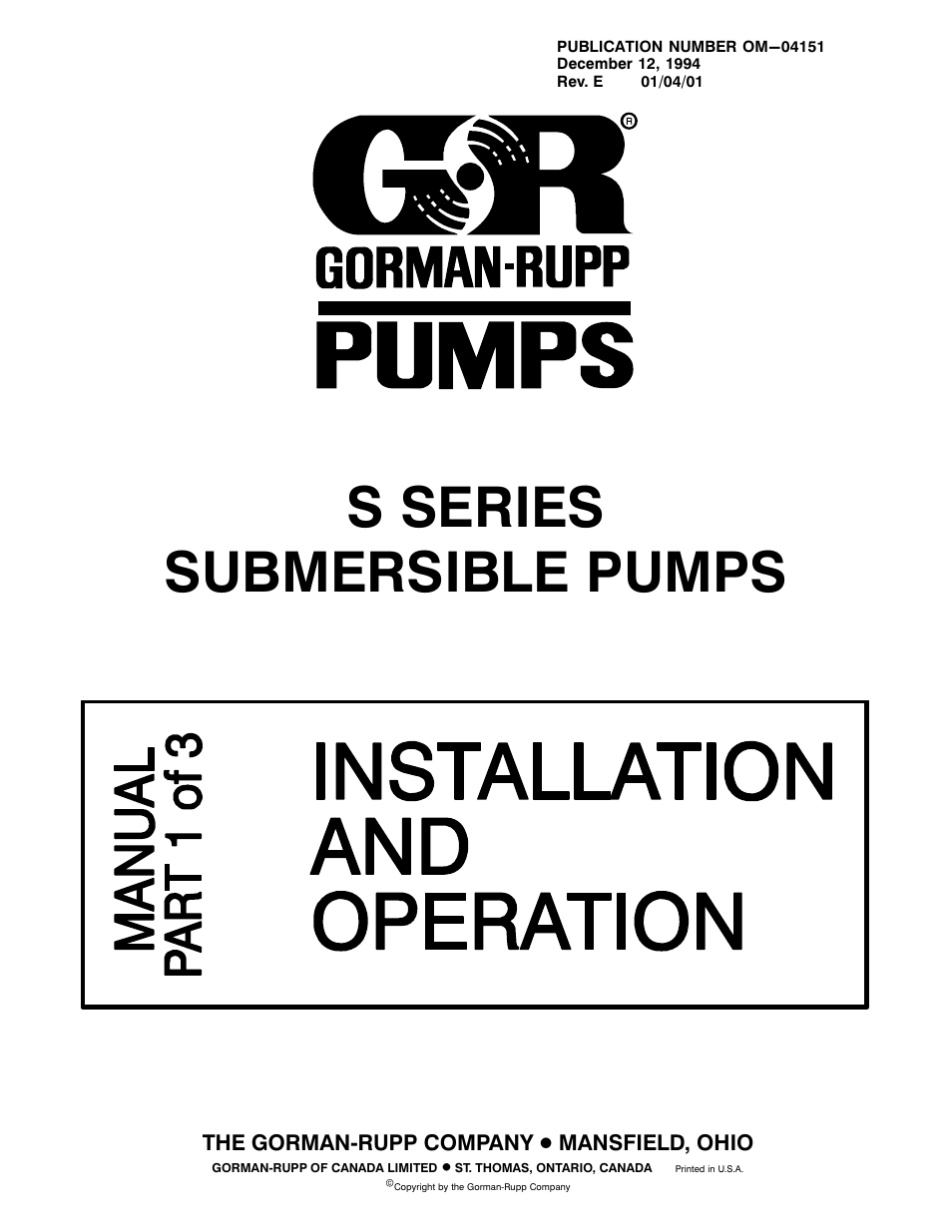 Gorman-Rupp Pumps S3B65-E6 460/3 861279 thru 1217130 User Manual | 33 pages