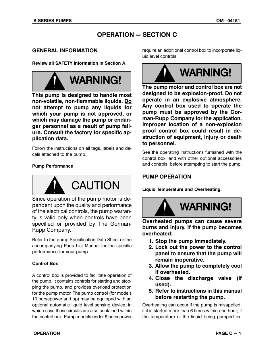 Operation - section c | Gorman-Rupp Pumps S3B65-E6 460/3 861279 thru 1217130 User Manual | Page 27 / 33