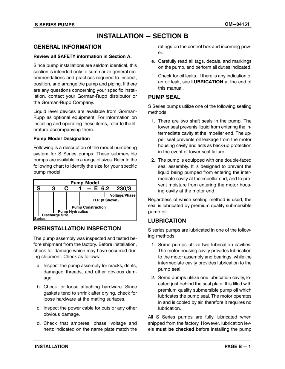 Installation - section b | Gorman-Rupp Pumps S3B65-E6 460/3 861279 thru 1217130 User Manual | Page 7 / 33