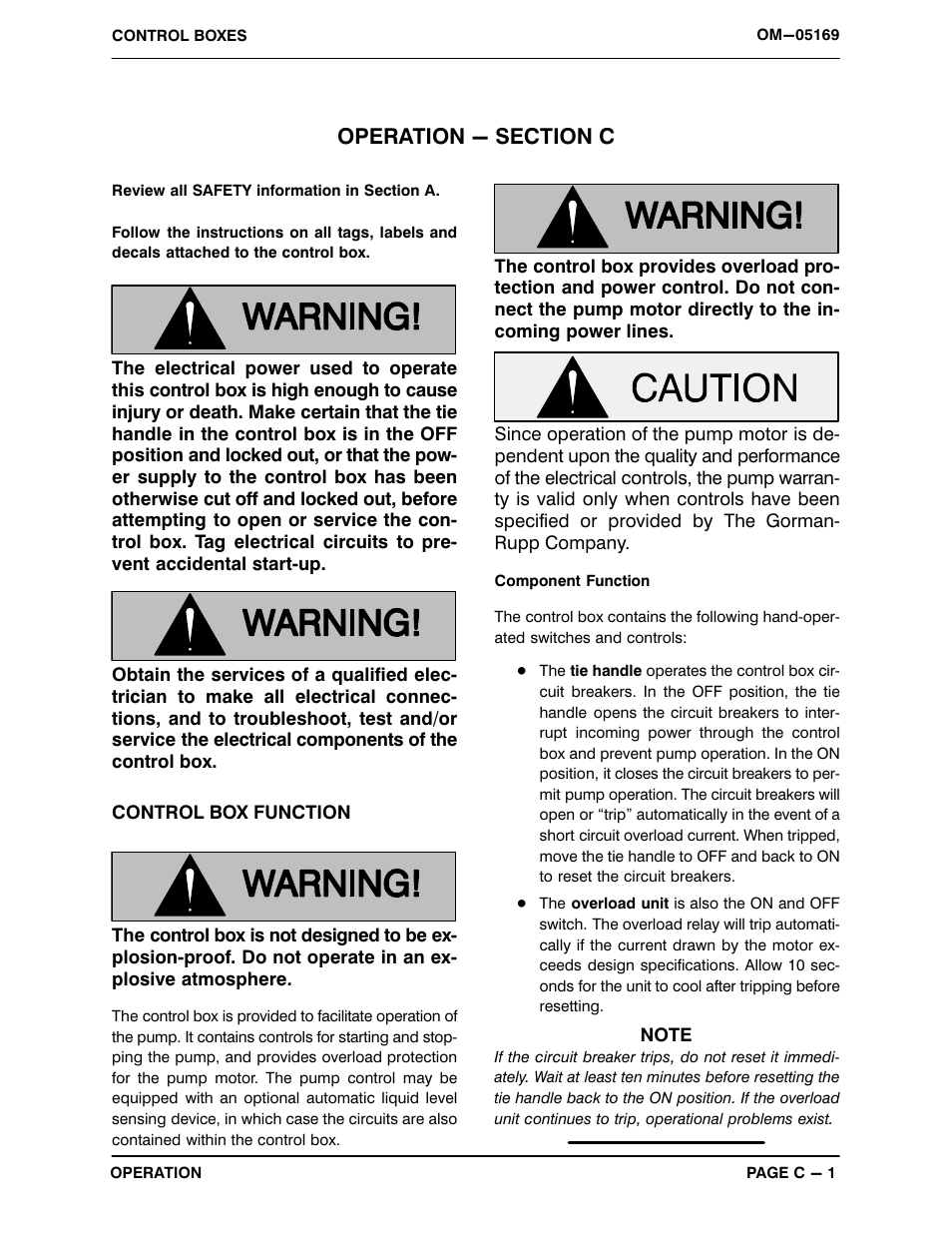 Operation - section c | Gorman-Rupp Pumps S3A1 460V 3P All serial numbers Control Box User Manual | Page 18 / 22