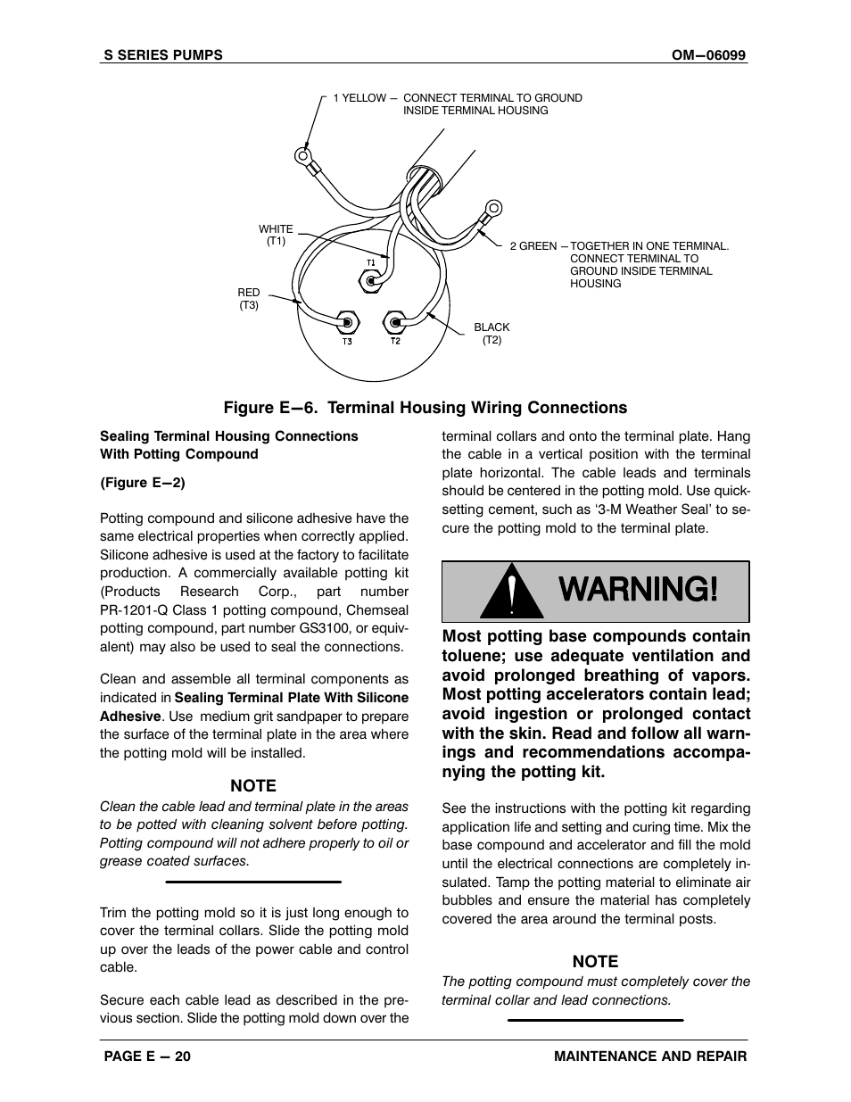 Figure e-6. terminal housing wiring connections | Gorman-Rupp Pumps S4B1-E50 460/3 1396095 and up User Manual | Page 46 / 50