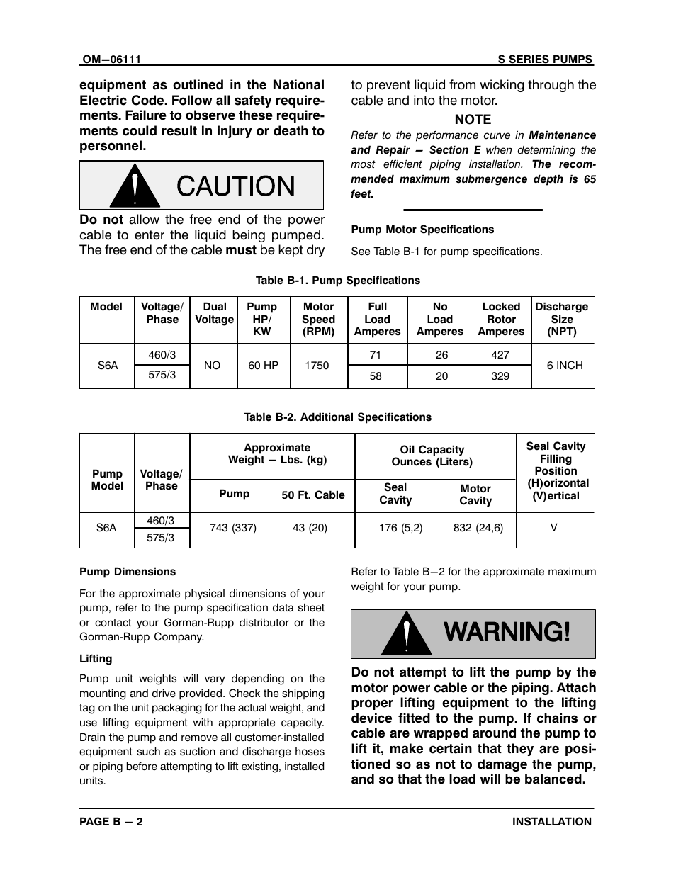 Gorman-Rupp Pumps S6A1-E60 460/3 1401314 and up User Manual | Page 10 / 50