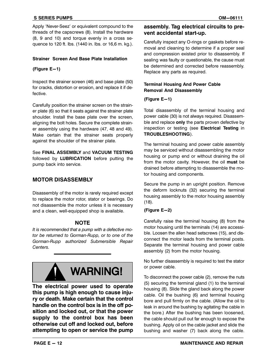 Gorman-Rupp Pumps S6A1-E60 460/3 1401314 and up User Manual | Page 38 / 50