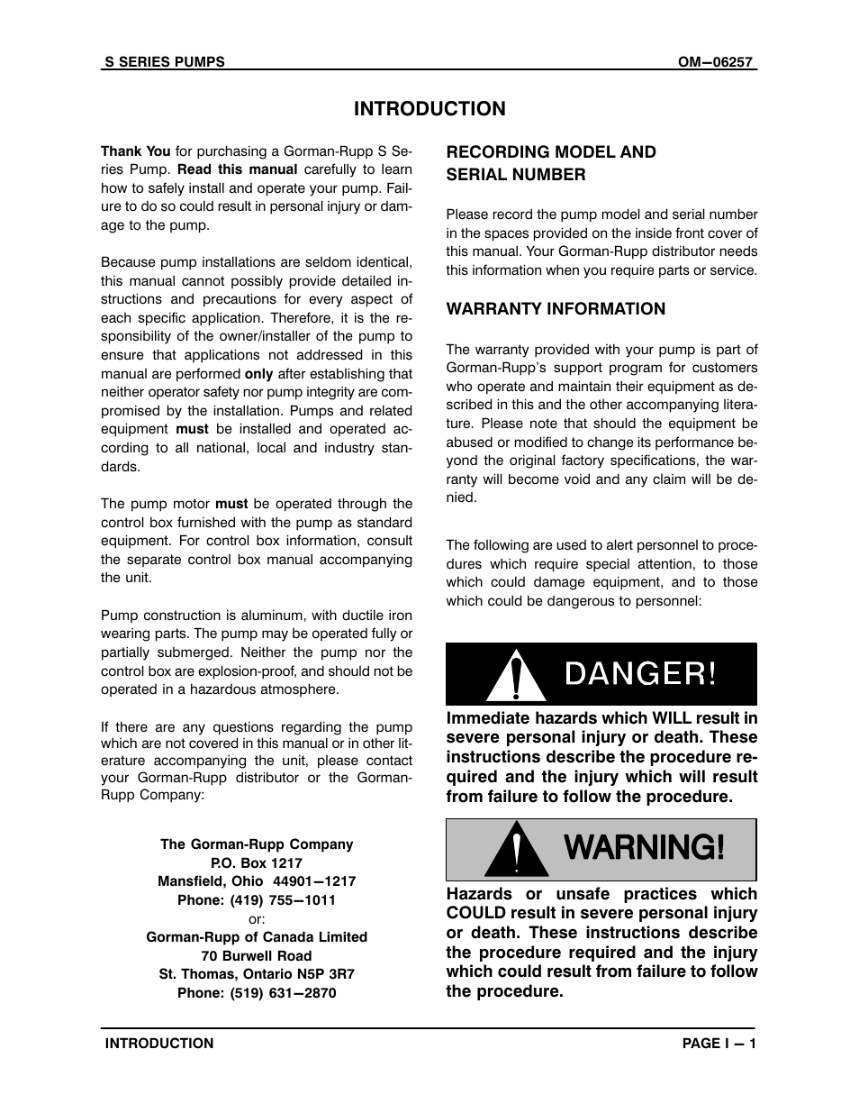 Introduction | Gorman-Rupp Pumps S6B1-E95 575/3 1429763 and up User Manual | Page 5 / 51