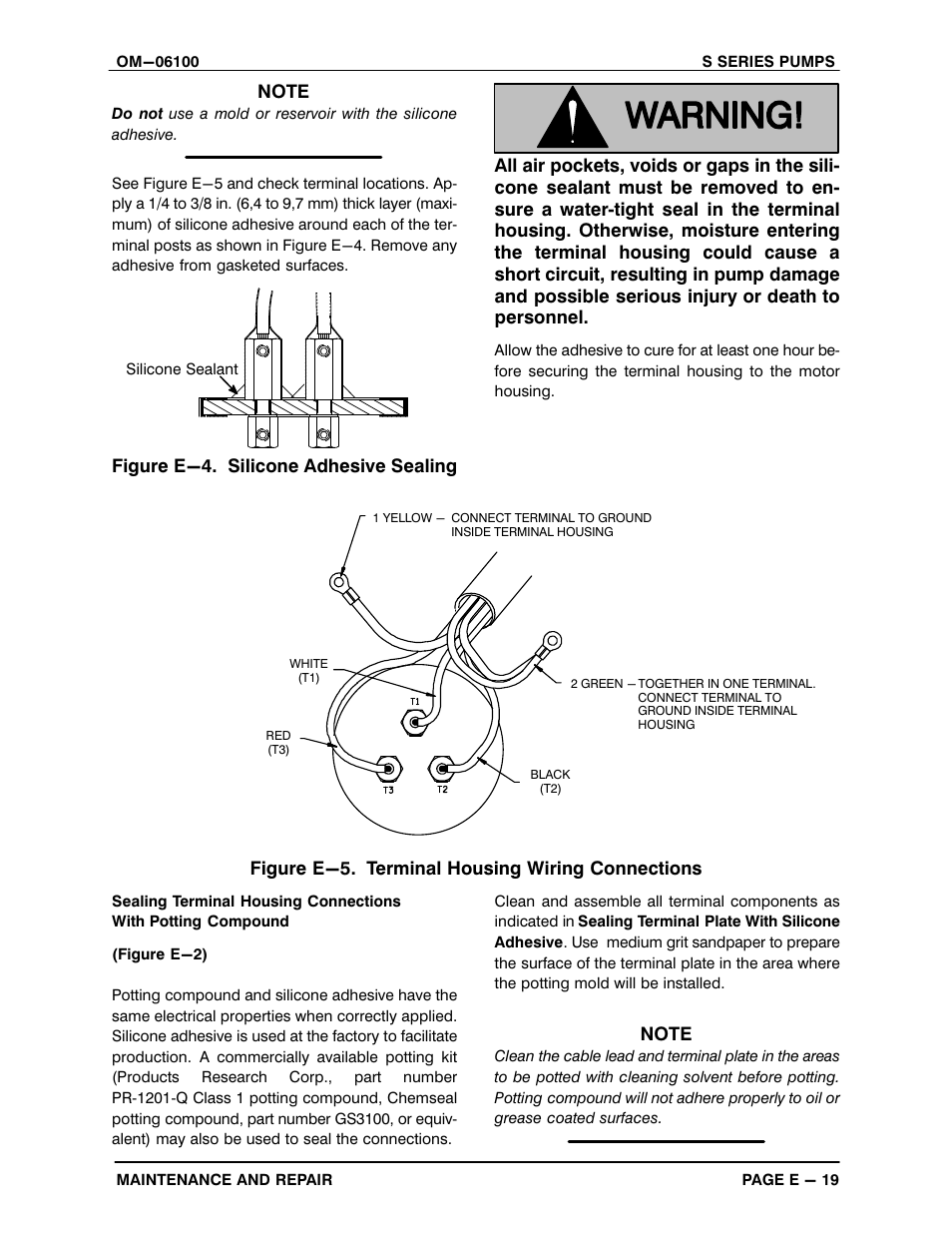 Figure e-5. terminal housing wiring connections | Gorman-Rupp Pumps S6C1-E35 460/3 1401671 and up User Manual | Page 45 / 50