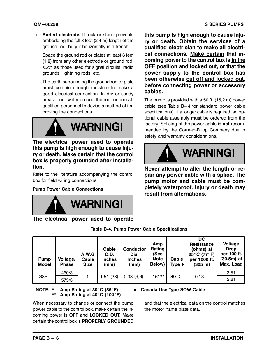 Gorman-Rupp Pumps S8B1-E100 460/3 1432260 and up User Manual | Page 14 / 50