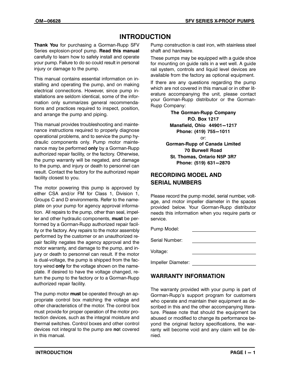 Introduction | Gorman-Rupp Pumps SFV4A-X 1531245 and up User Manual | Page 5 / 46