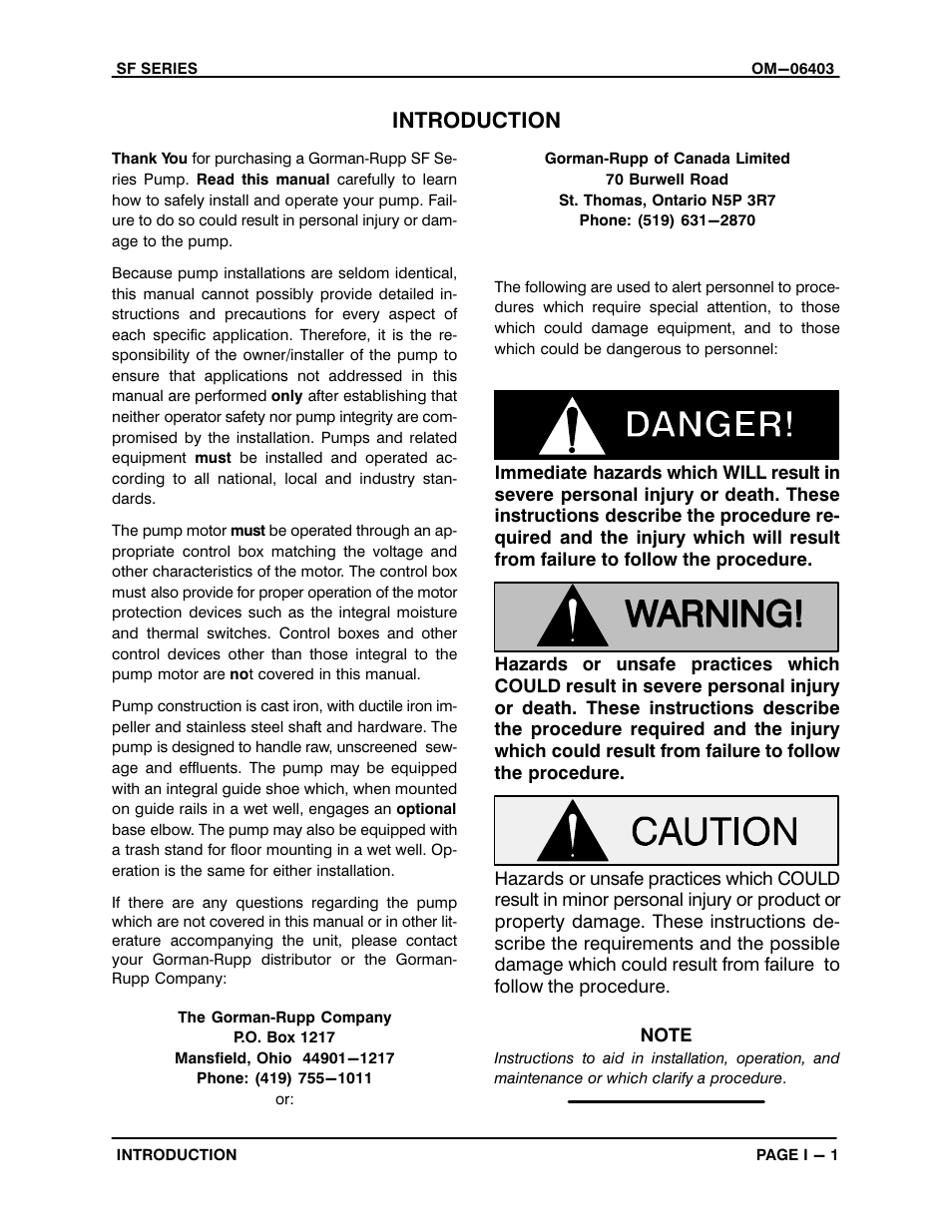 Introduction | Gorman-Rupp Pumps SFV4C 1474143 and up User Manual | Page 5 / 45