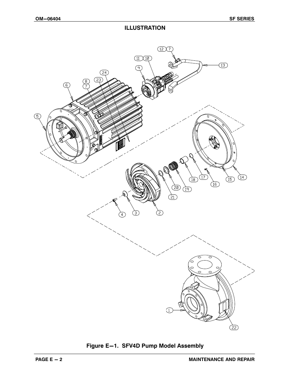 Illustration, Figure e-1. sfv4d pump model assembly | Gorman-Rupp Pumps SFV4D 1468407 and up User Manual | Page 27 / 45