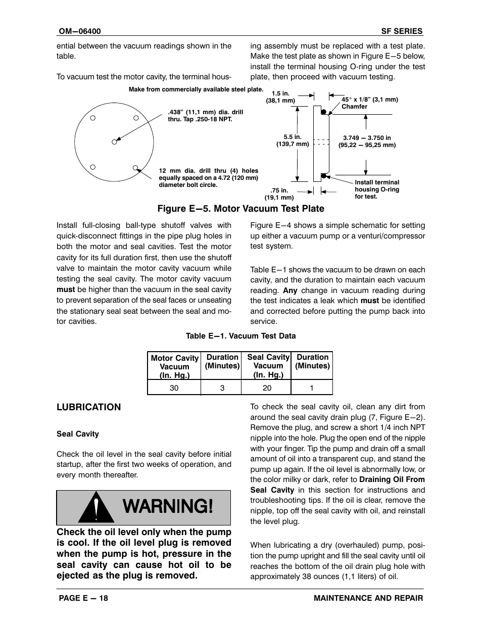 Figure e-5. motor vacuum test plate, Lubrication | Gorman-Rupp Pumps SFV3B 1473390 and up User Manual | Page 45 / 47