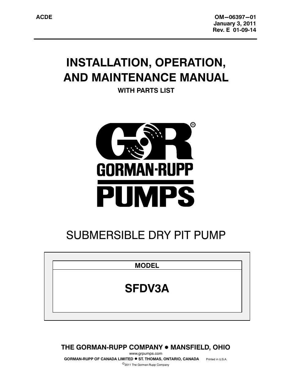 Gorman-Rupp Pumps SFDV3A 1482269 and up User Manual | 44 pages