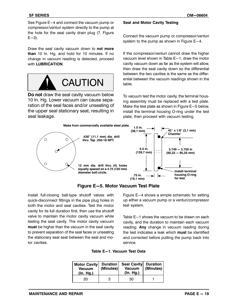 Figure e-5. motor vacuum test plate | Gorman-Rupp Pumps SF6C All serial numbers User Manual | Page 42 / 44