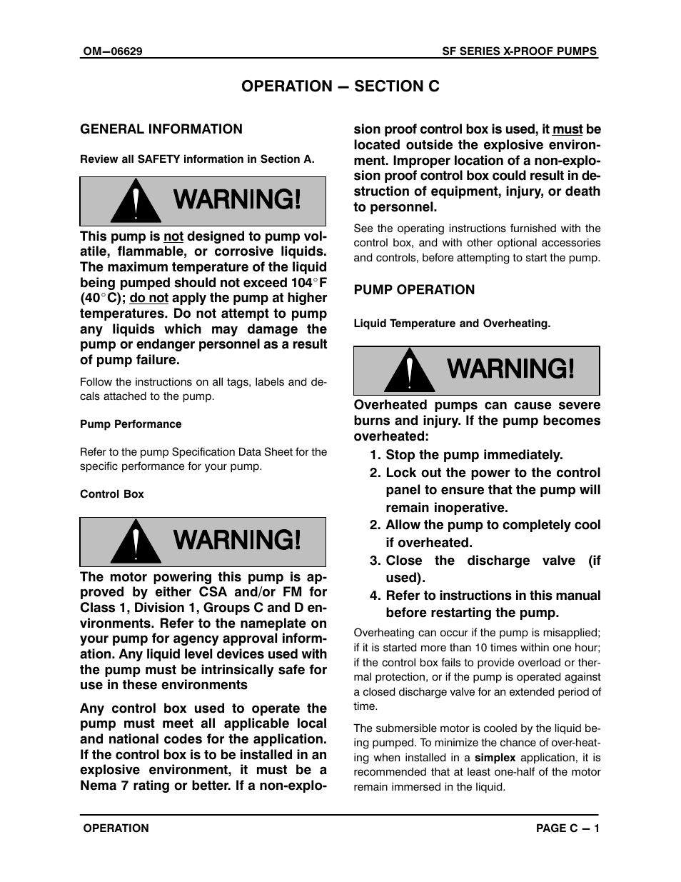 Operation - section c | Gorman-Rupp Pumps SF4A-X 1531245 and up User Manual | Page 16 / 48