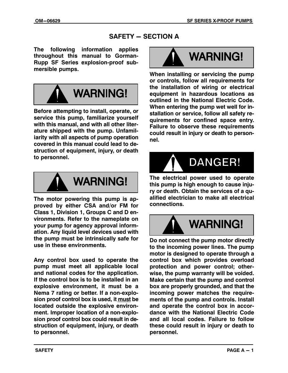 Safety - section a | Gorman-Rupp Pumps SF4A-X 1531245 and up User Manual | Page 7 / 48