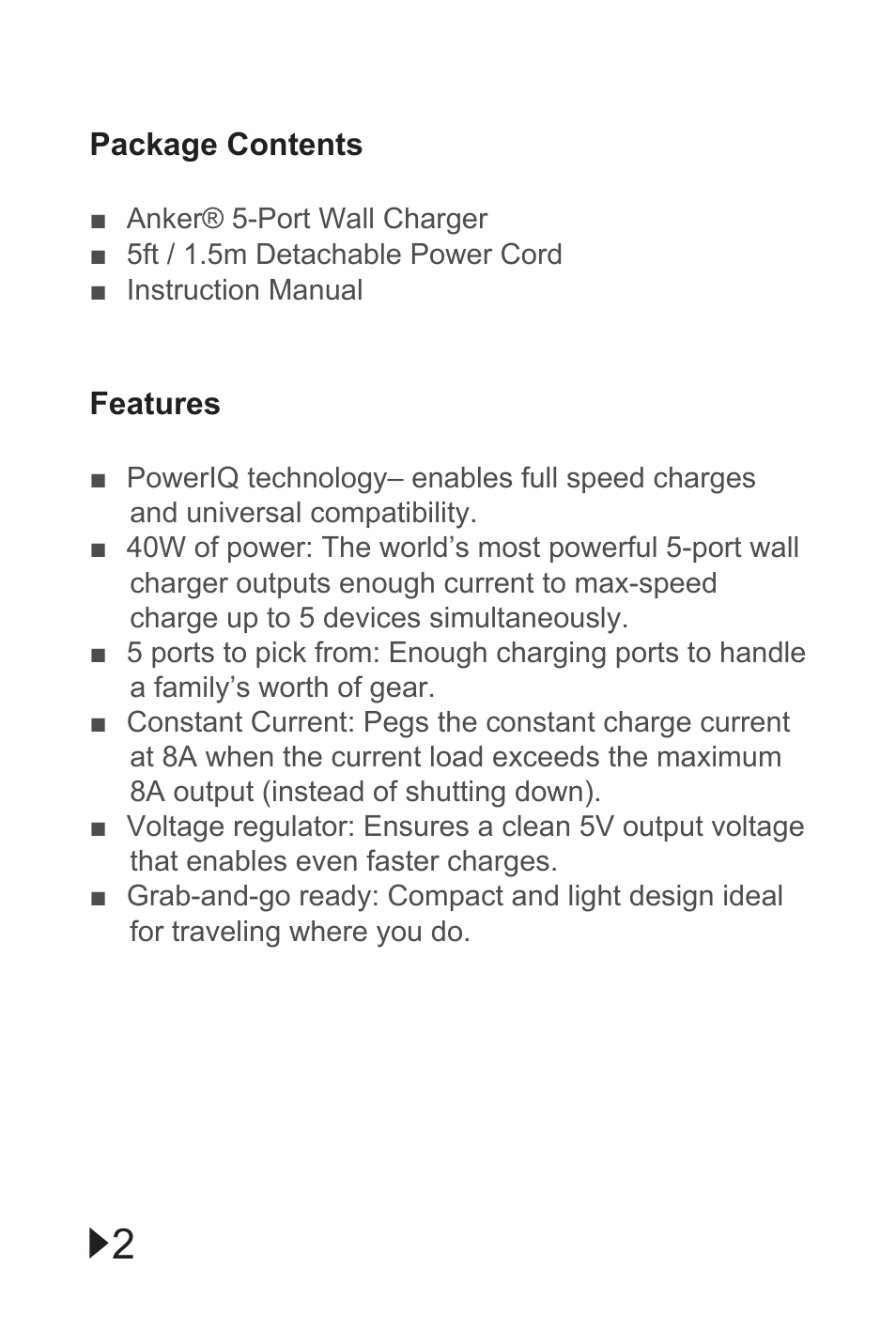 ANKER 40W 5V / 8A 5-Port Family-Sized Desktop Charger User Manual | Page 2 / 25