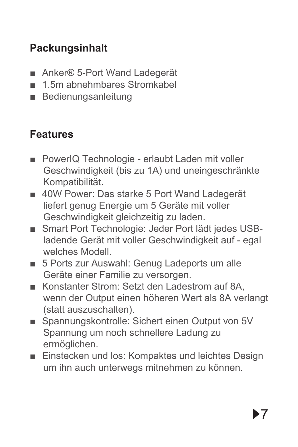 ANKER 40W 5V / 8A 5-Port Family-Sized Desktop Charger User Manual | Page 7 / 25