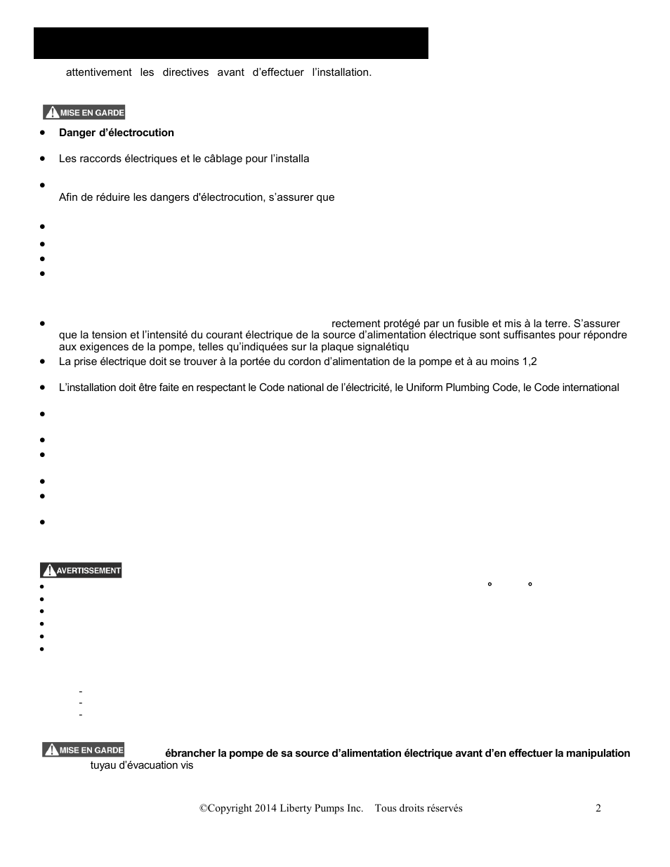 Renseignements généraux | Liberty Pumps FL100-Series User Manual | Page 22 / 30