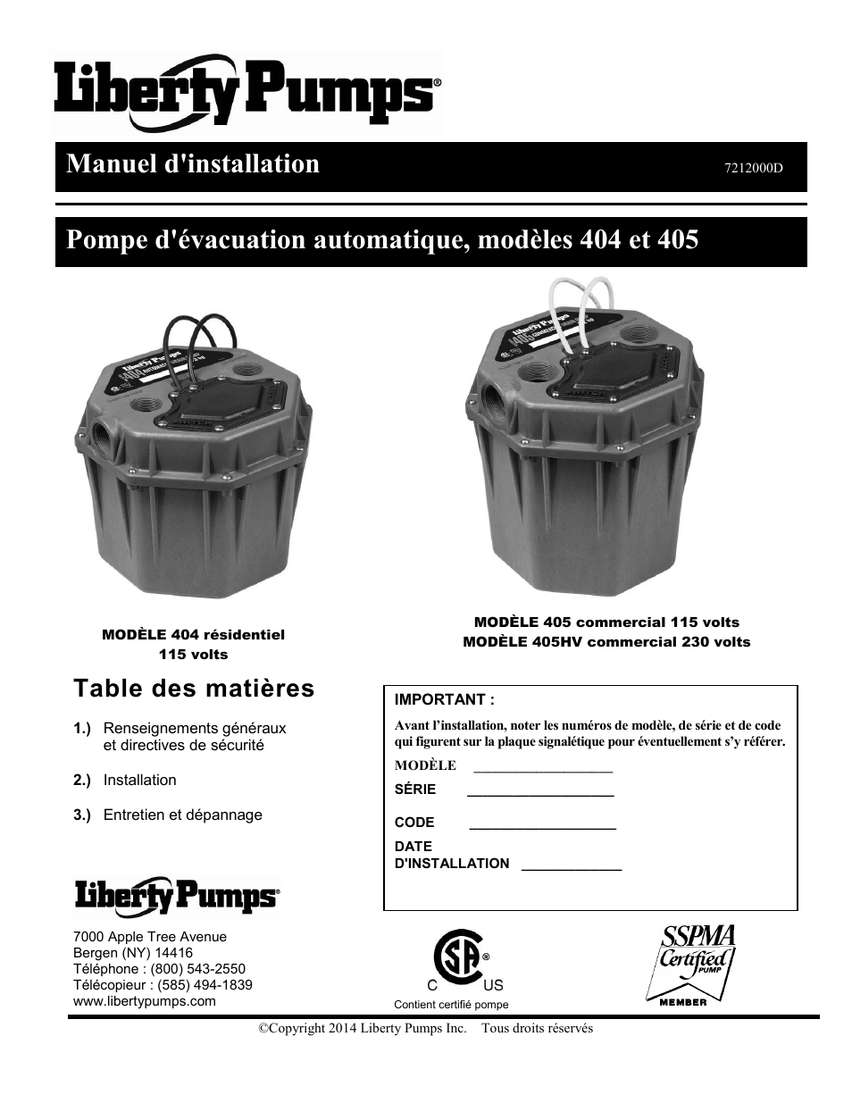 Liberty Pumps 405HV User Manual | Page 11 / 15