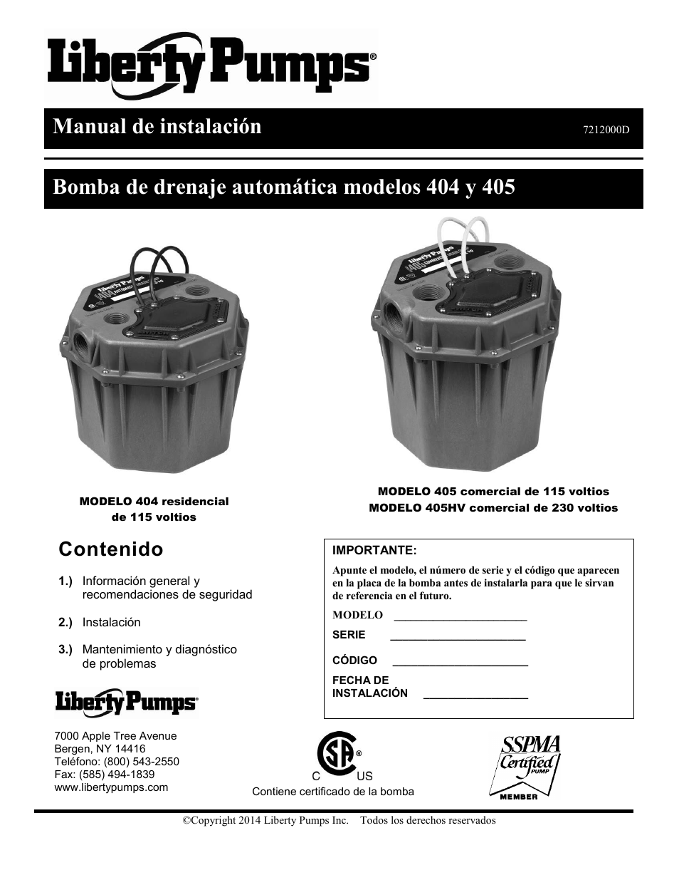 Liberty Pumps 405HV User Manual | Page 6 / 15