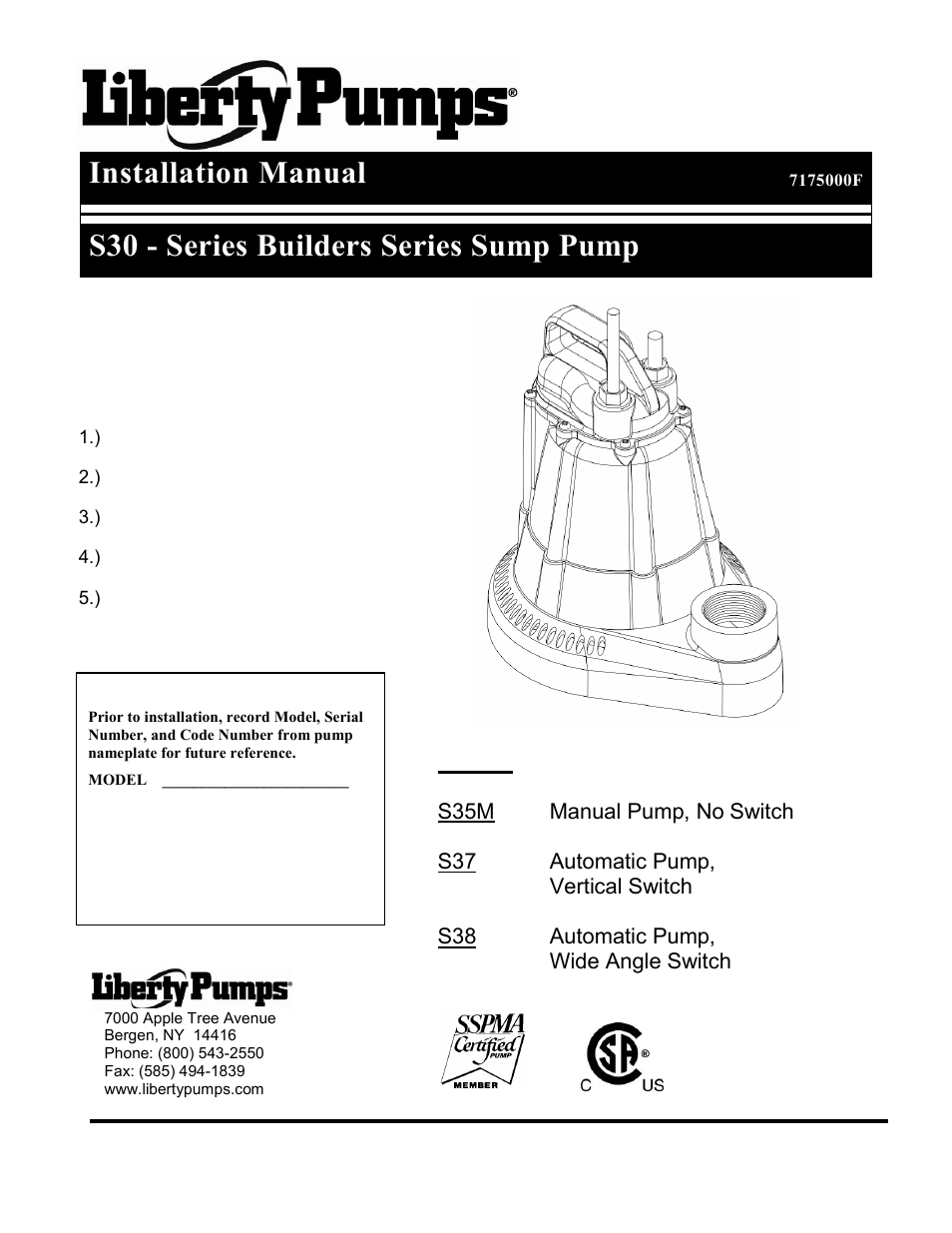 Liberty Pumps S30-Series User Manual | 21 pages