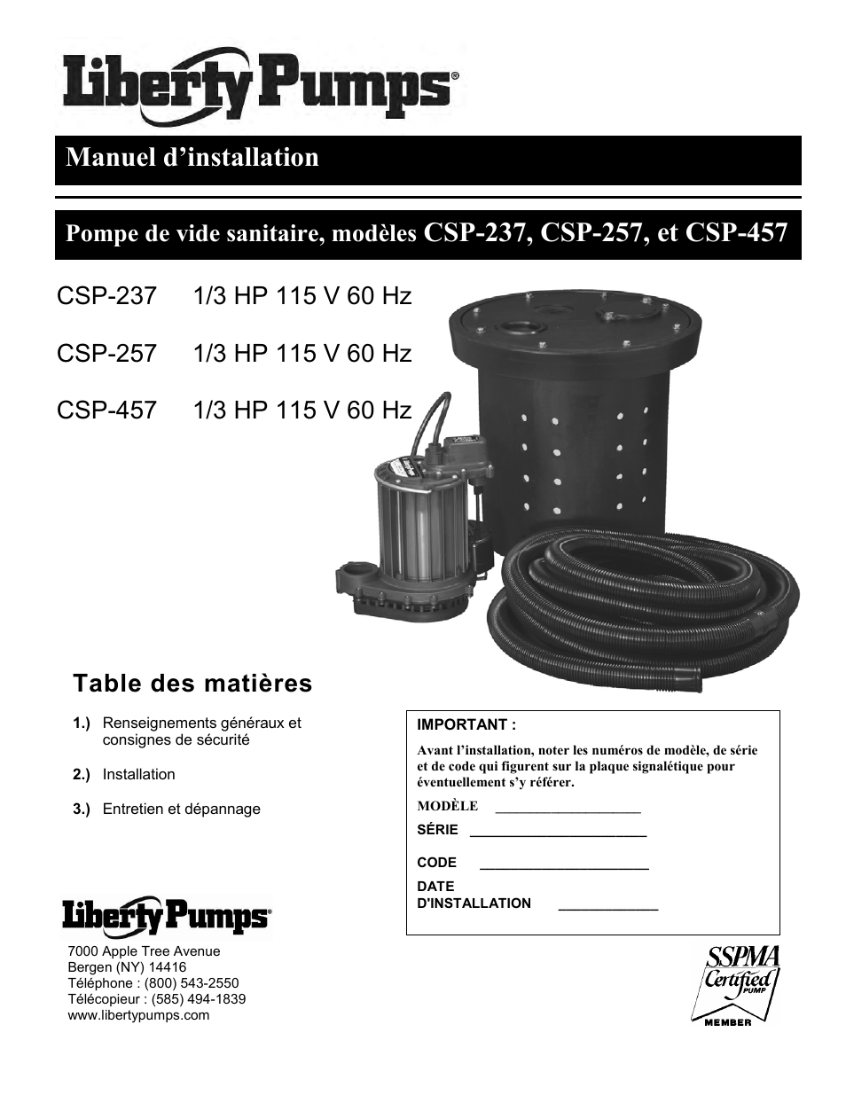 Liberty Pumps CSP-Series User Manual | Page 10 / 14