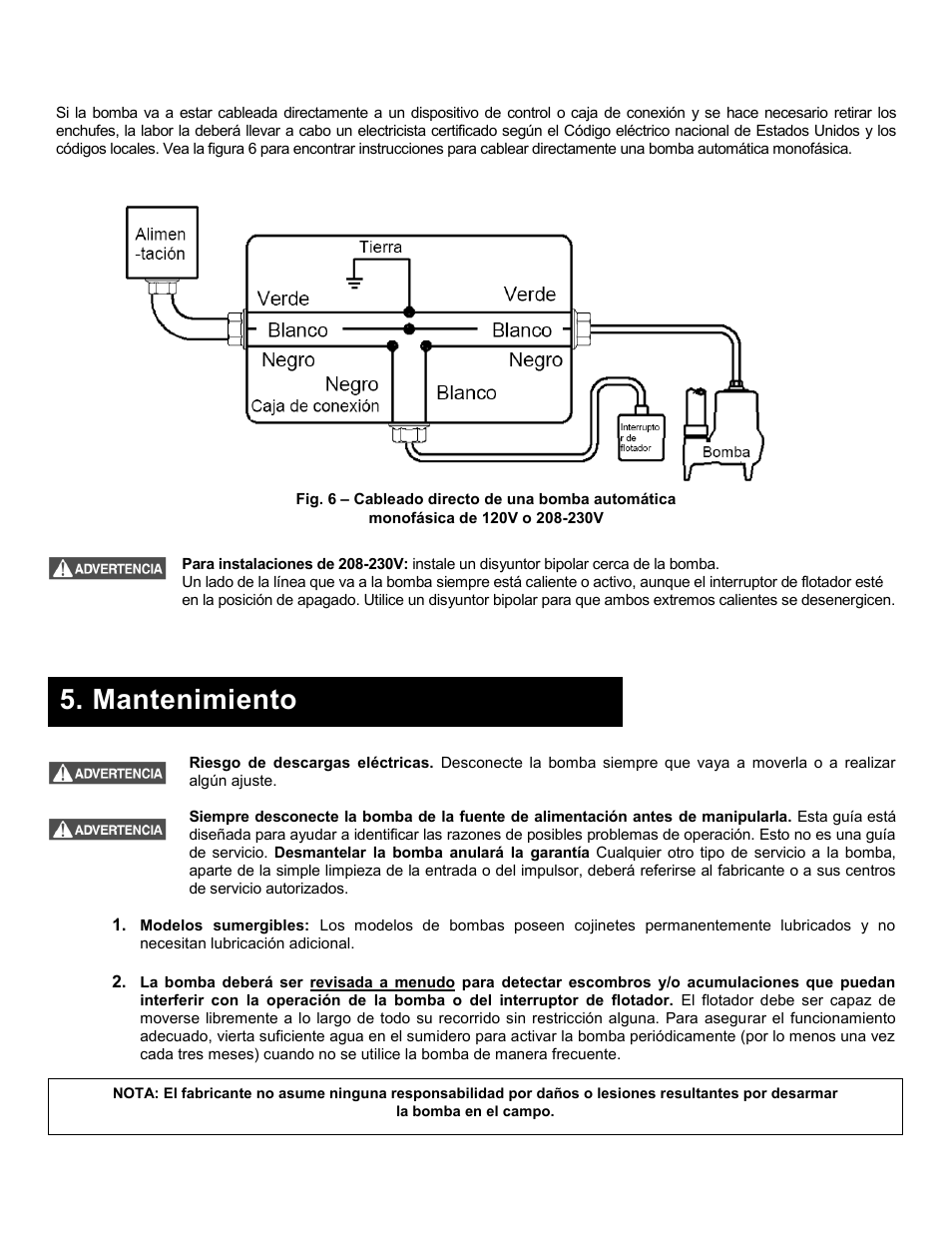 Mantenimiento | Liberty Pumps 290-Series User Manual | Page 18 / 30