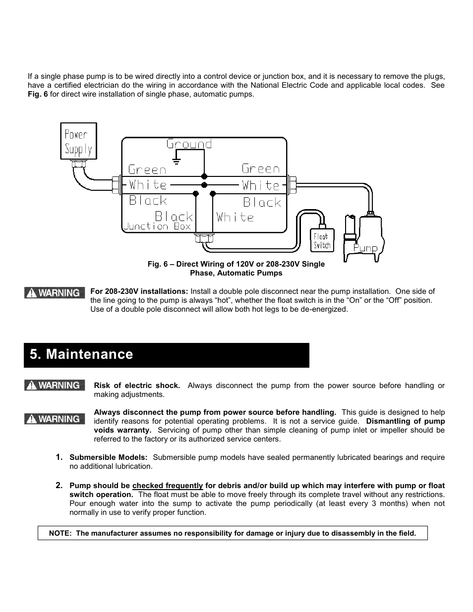 Maintenance | Liberty Pumps 290-Series User Manual | Page 8 / 30