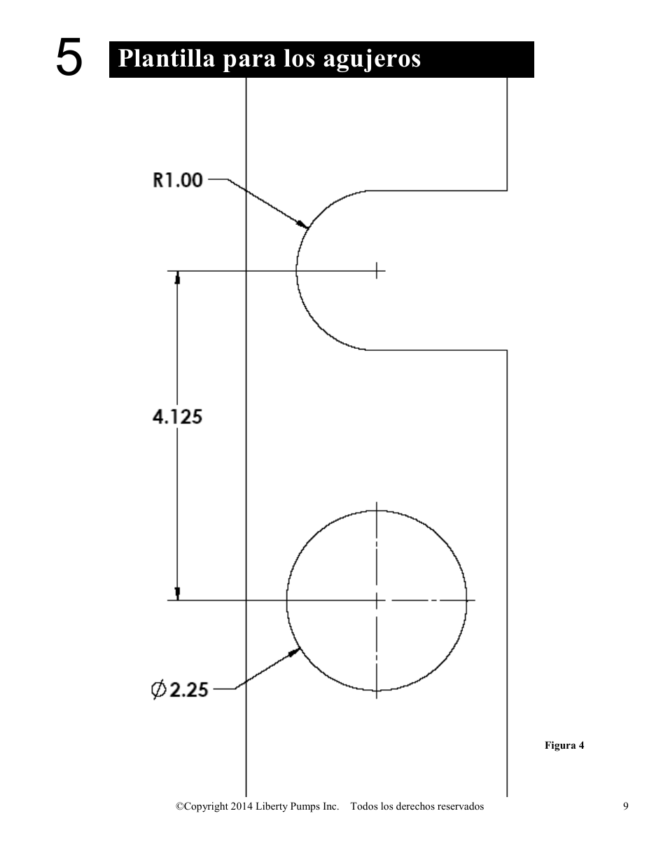 Plantilla para los agujeros | Liberty Pumps SJ10 SumpJet User Manual | Page 19 / 30