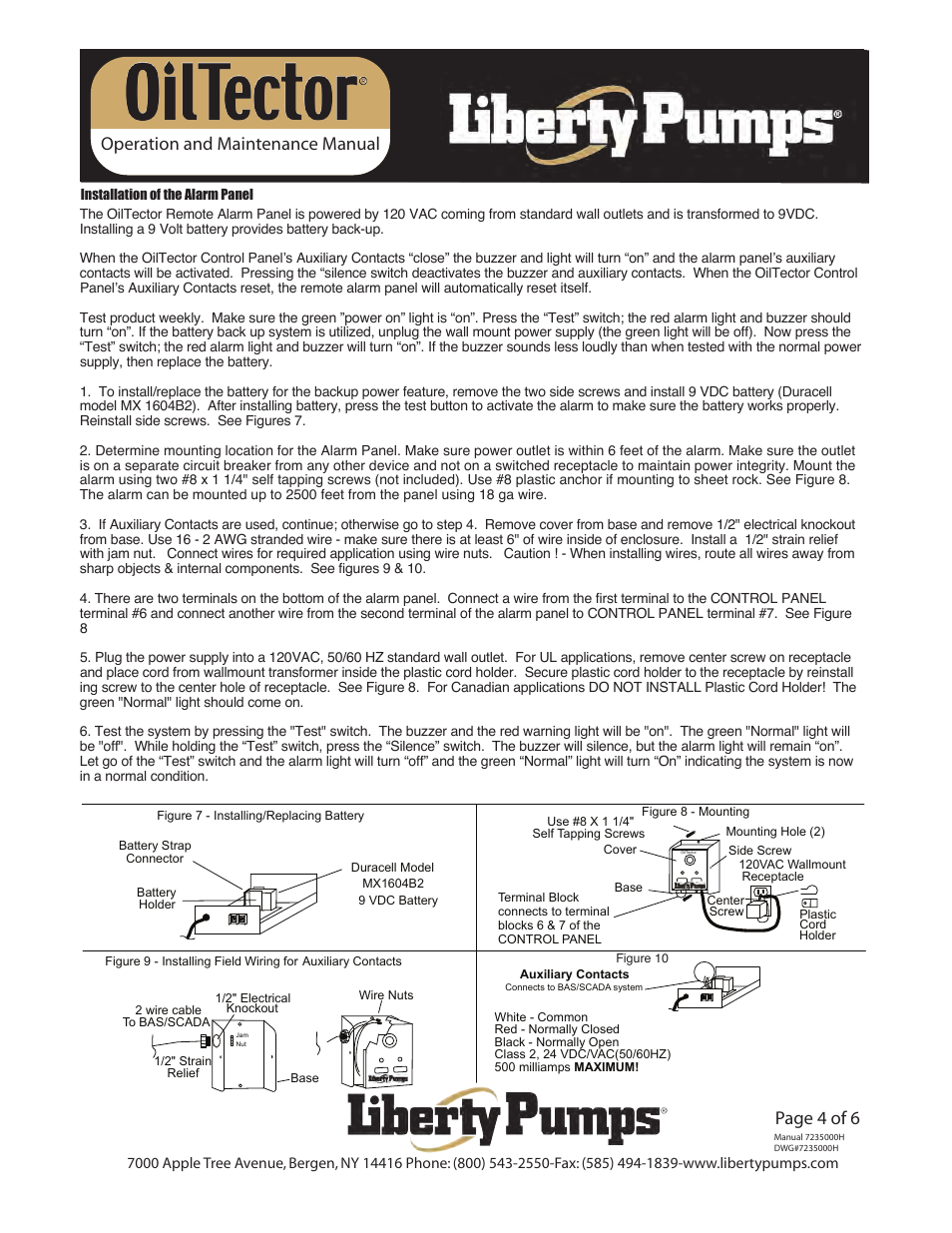 Operation and maintenance manual page 4 of 6, Operation and maintenance manual | Liberty Pumps ELV-Series OilTector User Manual | Page 4 / 6