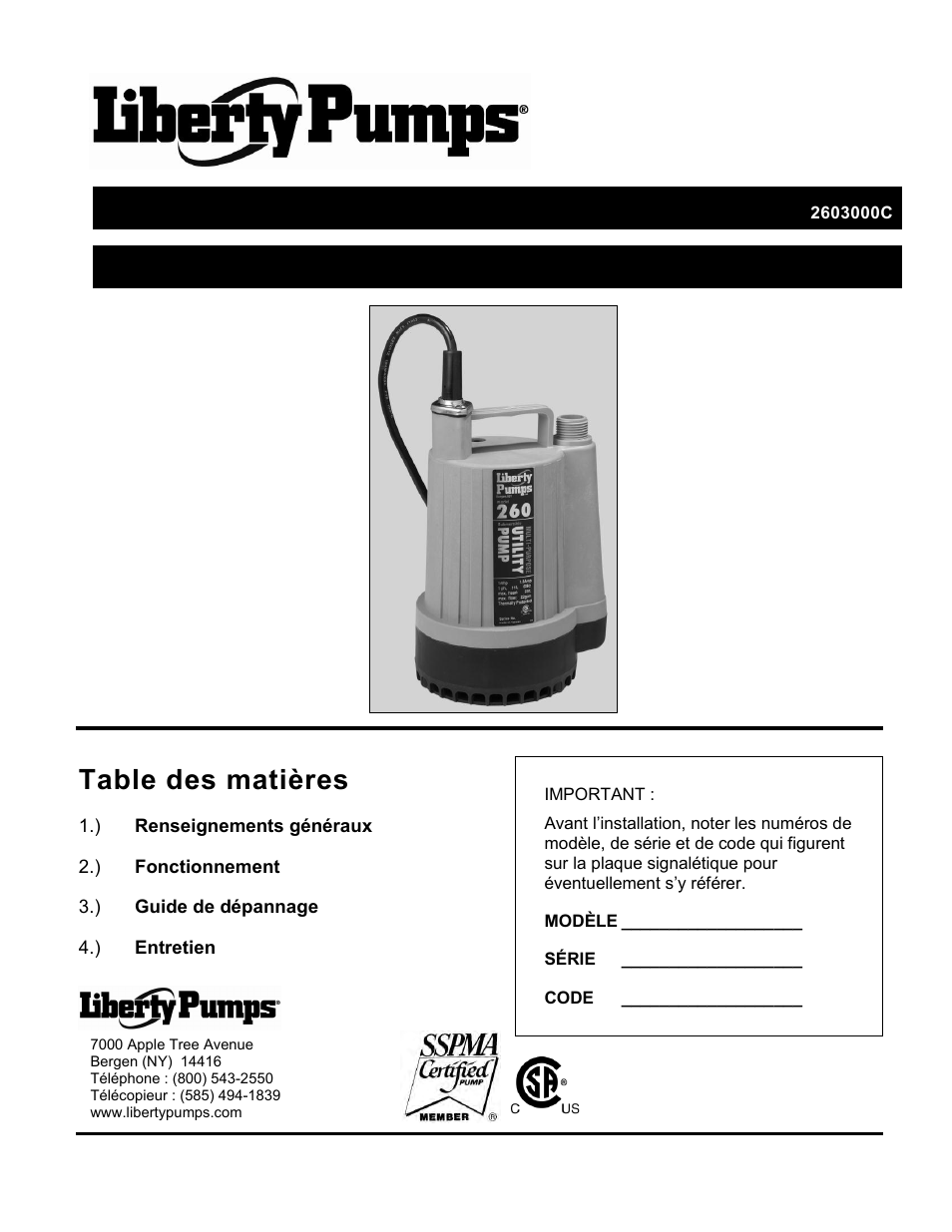 Liberty Pumps 260 User Manual | Page 9 / 12