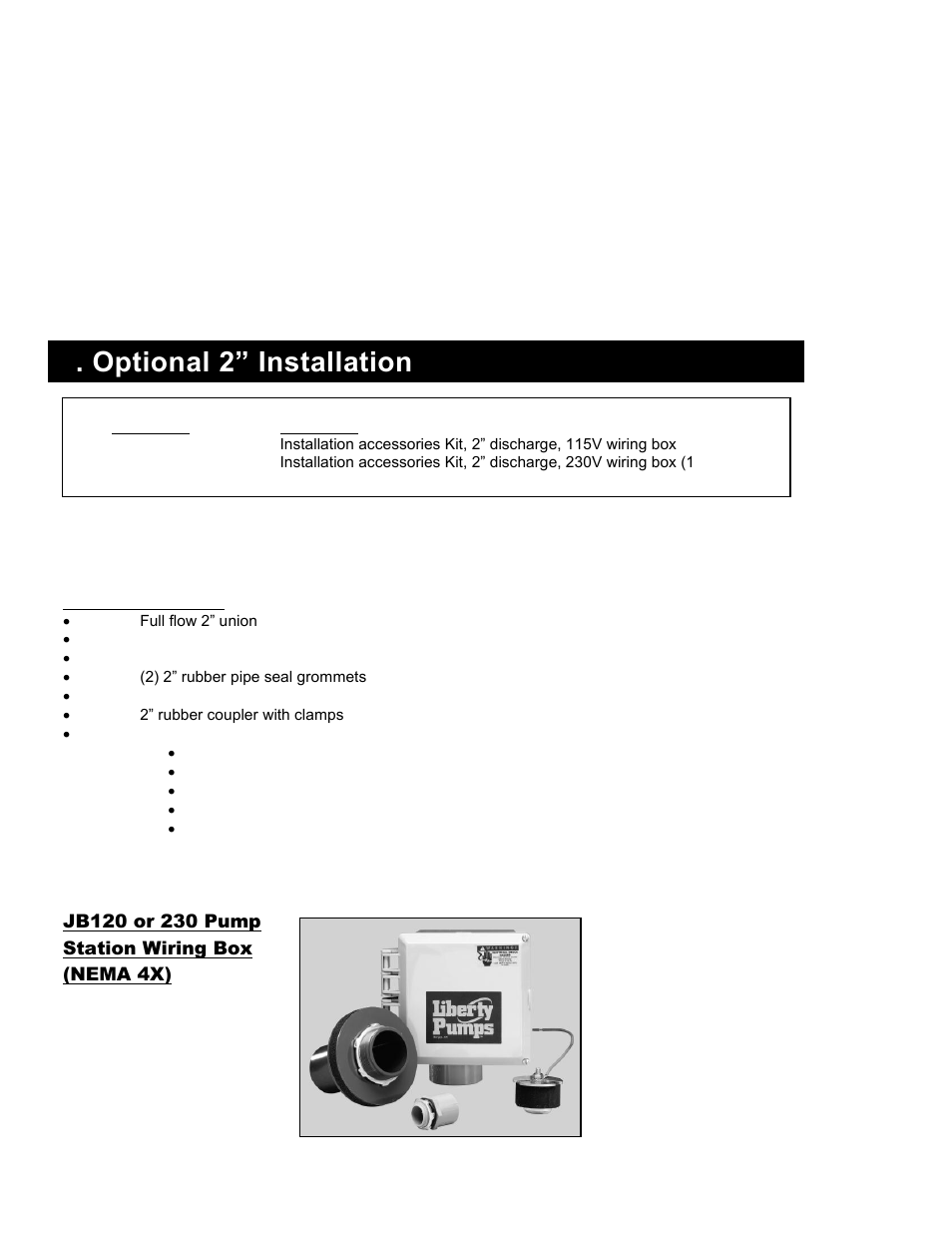 3 3 . optional 2” installation kits | Liberty Pumps ARC18-Series User Manual | Page 3 / 5