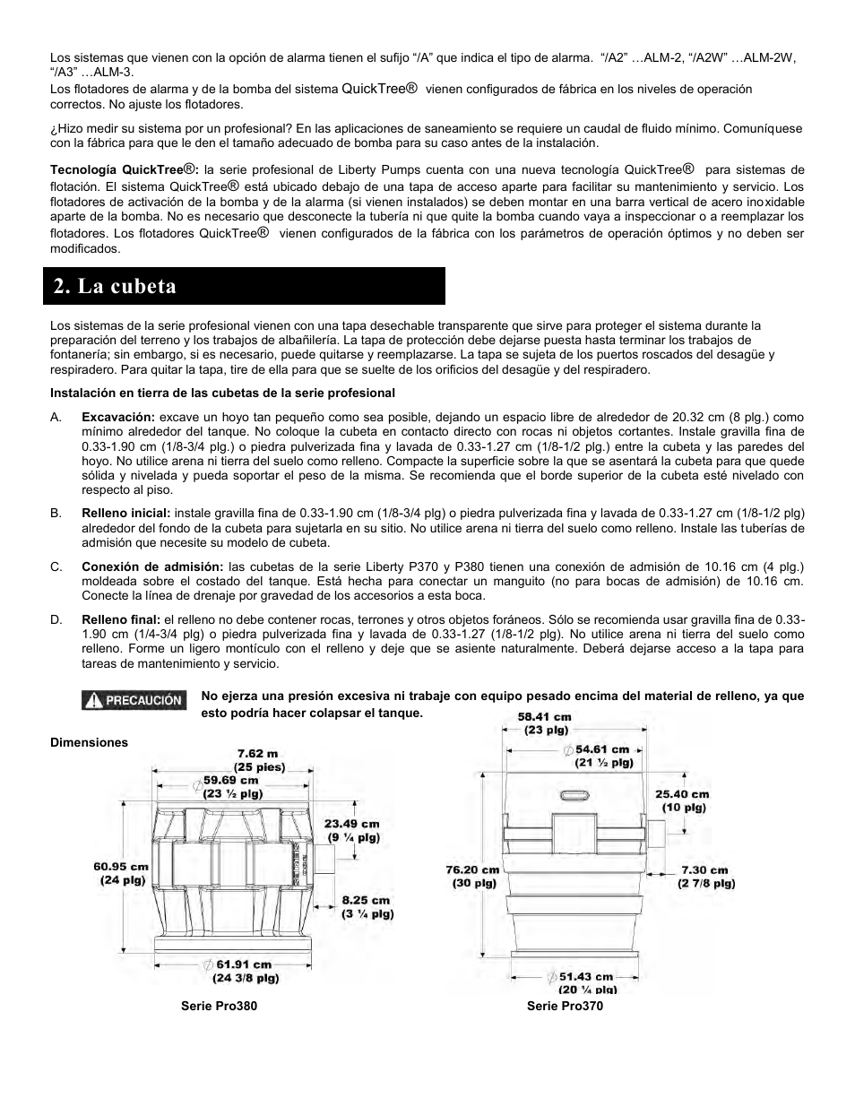 La cubeta | Liberty Pumps Pro370-Series User Manual | Page 13 / 30