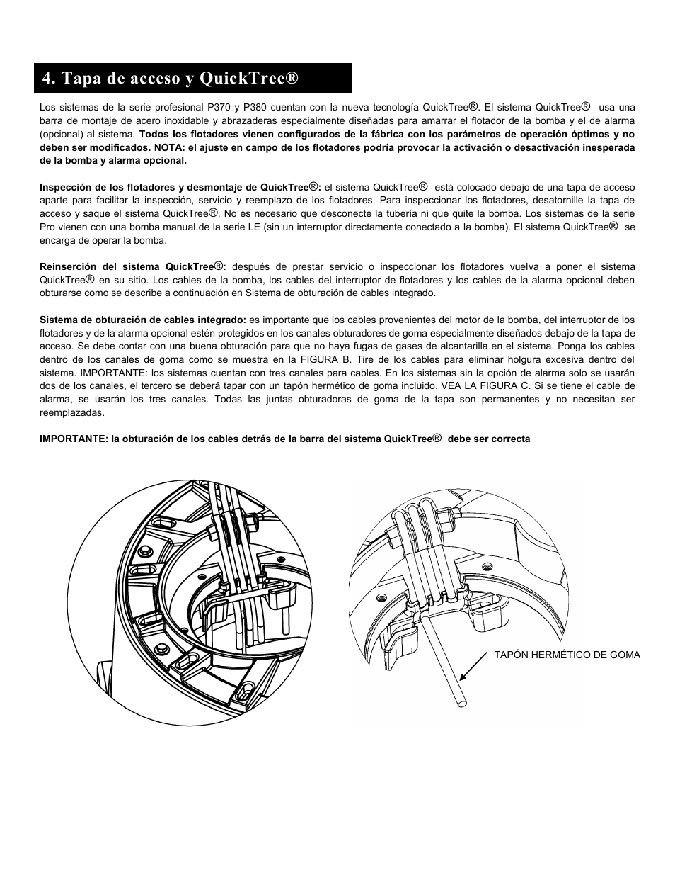 Tapa de acceso y quicktree | Liberty Pumps Pro370-Series User Manual | Page 15 / 30