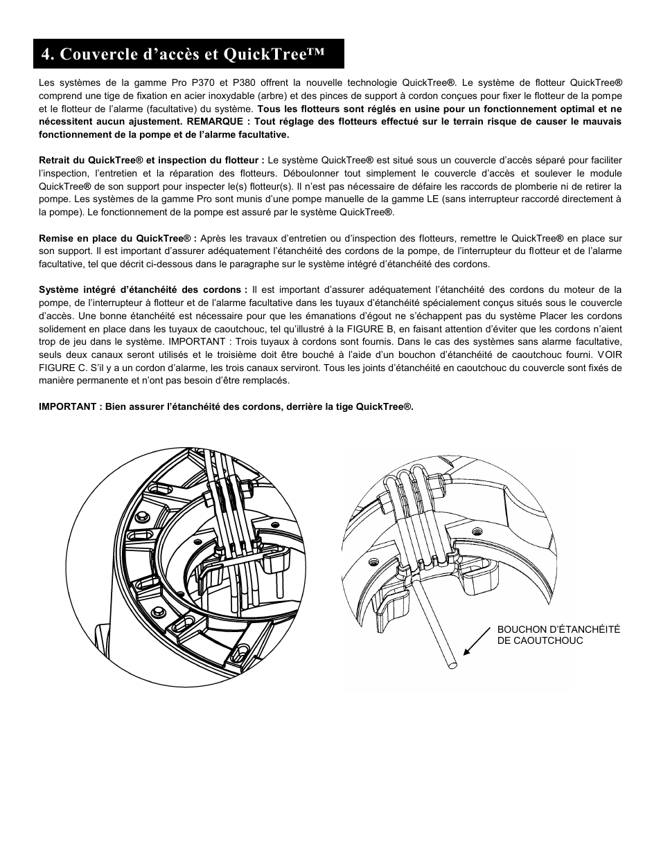 Couvercle d’accès et quicktree | Liberty Pumps Pro370-Series User Manual | Page 25 / 30