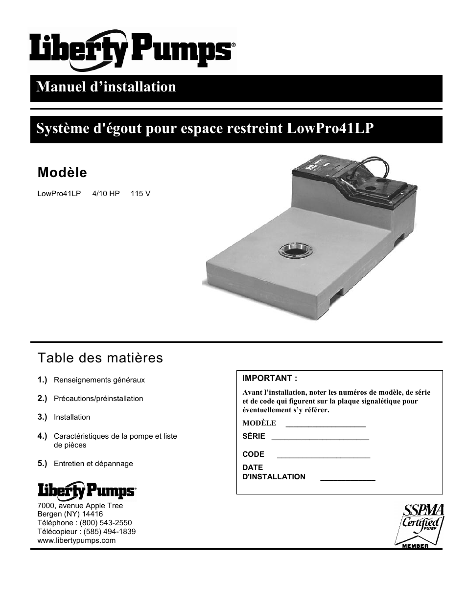 Liberty Pumps LowPro-Series User Manual | Page 17 / 24