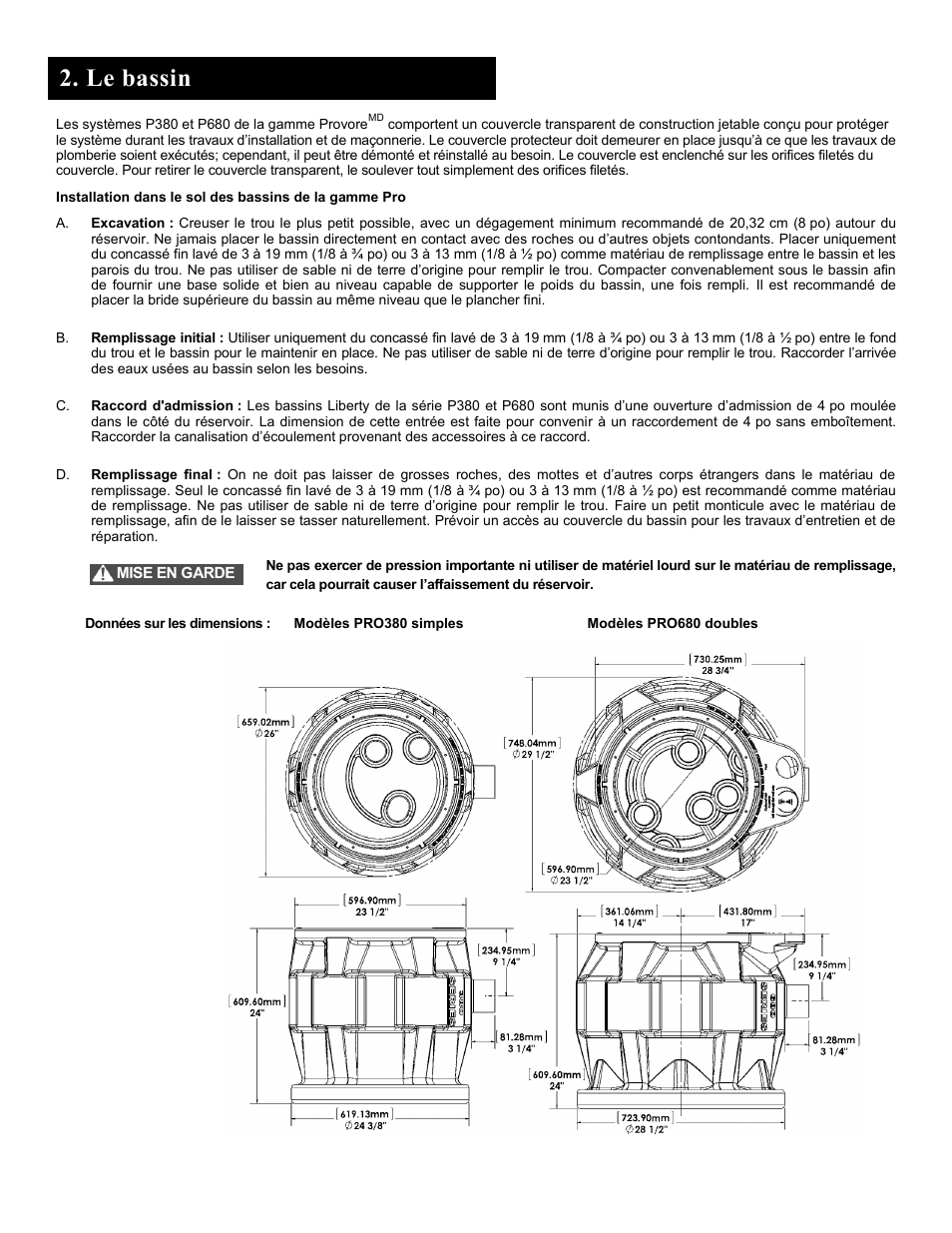 Le bassin | Liberty Pumps ProVore 380 User Manual | Page 15 / 36