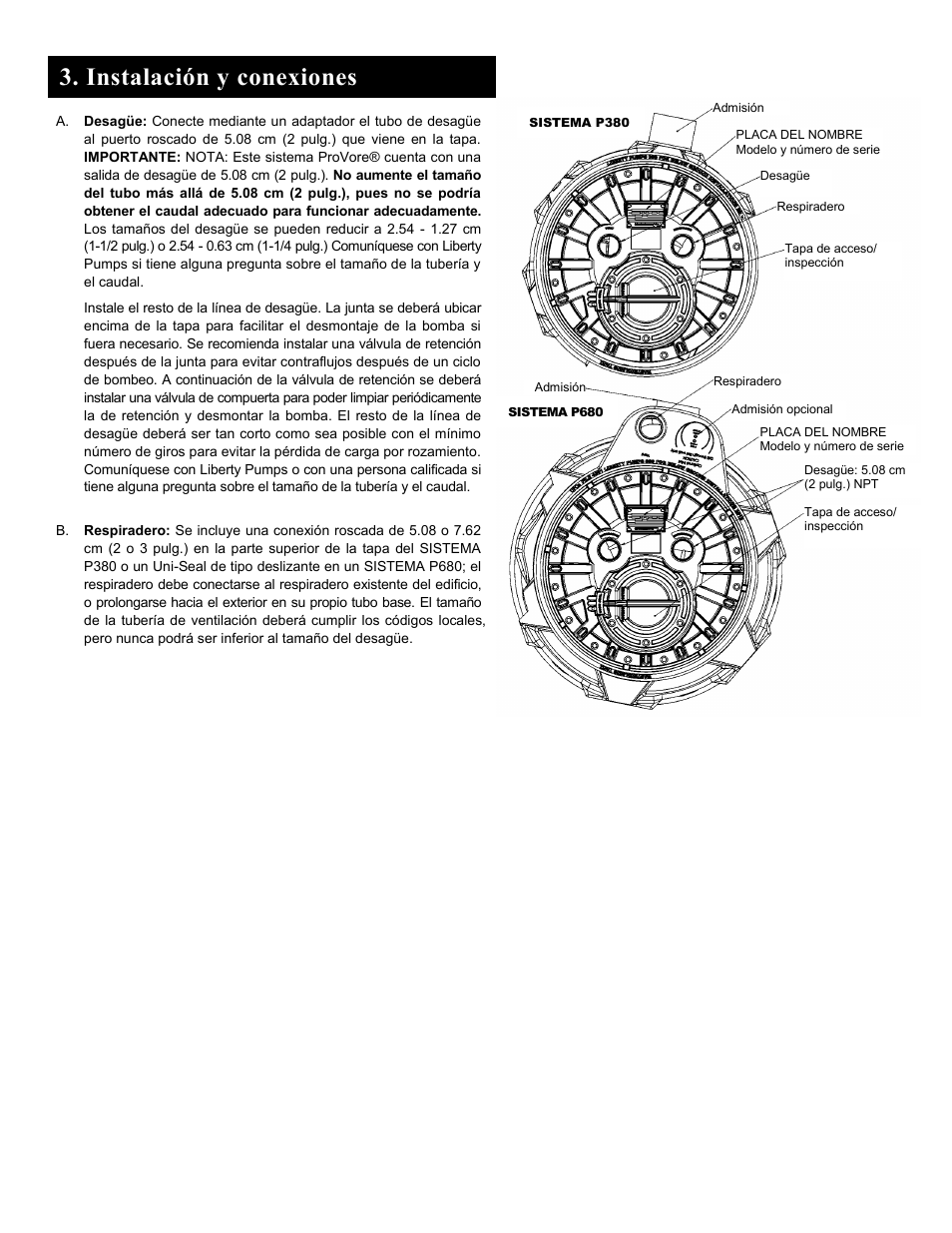 Instalación y conexiones | Liberty Pumps ProVore 380 User Manual | Page 28 / 36