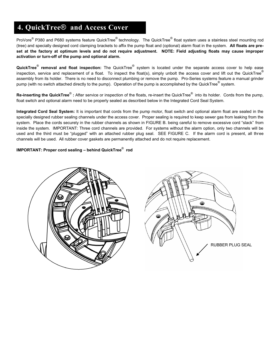 Quicktree ® and access cover | Liberty Pumps ProVore 380 User Manual | Page 6 / 36