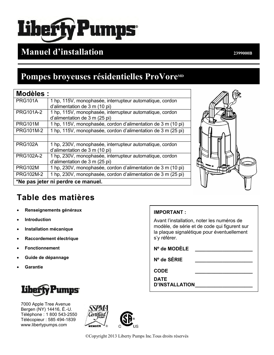 Liberty Pumps PRG-Series User Manual | Page 23 / 33