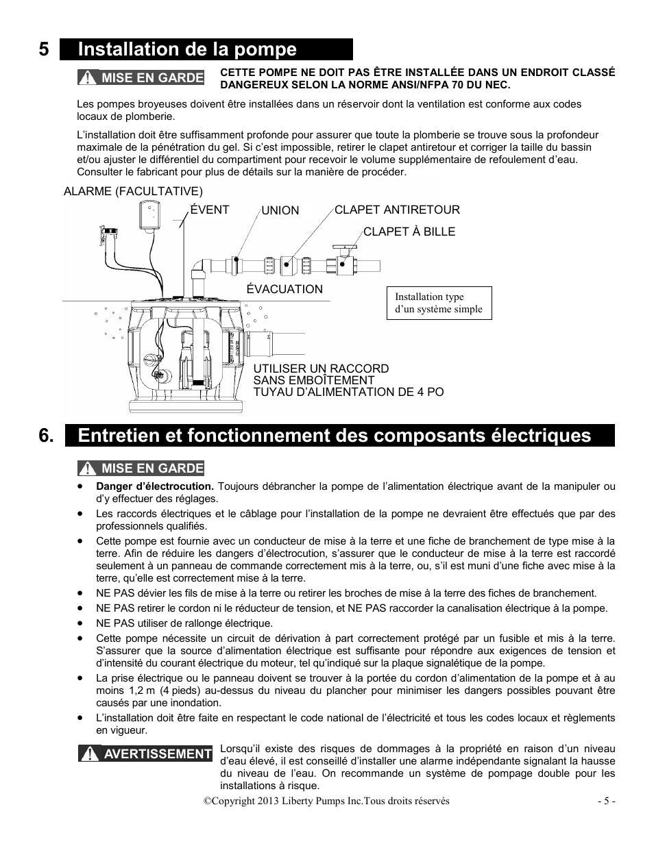 5x installation de la pompe x | Liberty Pumps PRG-Series User Manual | Page 27 / 33