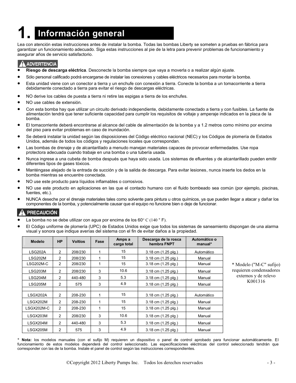 Información general | Liberty Pumps LSGX200-Series Omnivore User Manual | Page 31 / 42