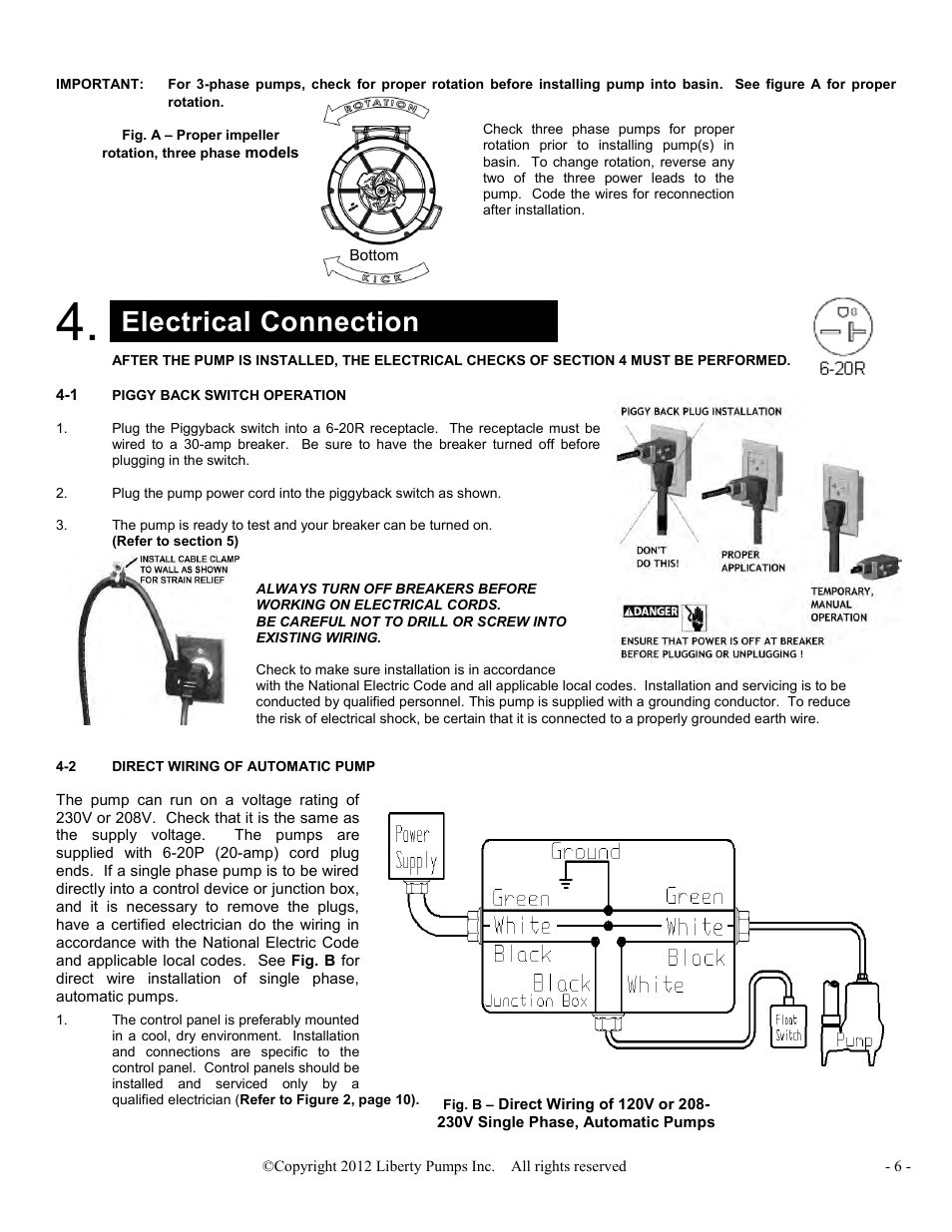 Electrical connection | Liberty Pumps LSGX200-Series Omnivore User Manual | Page 6 / 42