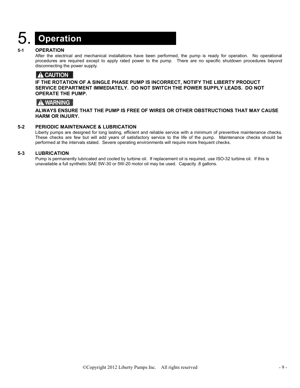 Operation | Liberty Pumps LSGX200-Series Omnivore User Manual | Page 9 / 42