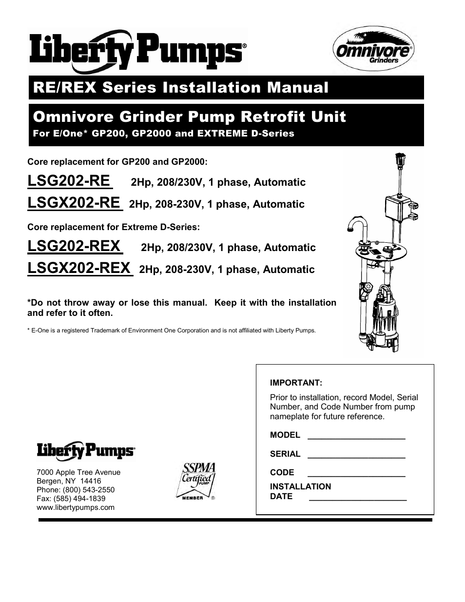 Liberty Pumps LSGX202-RE User Manual | 11 pages