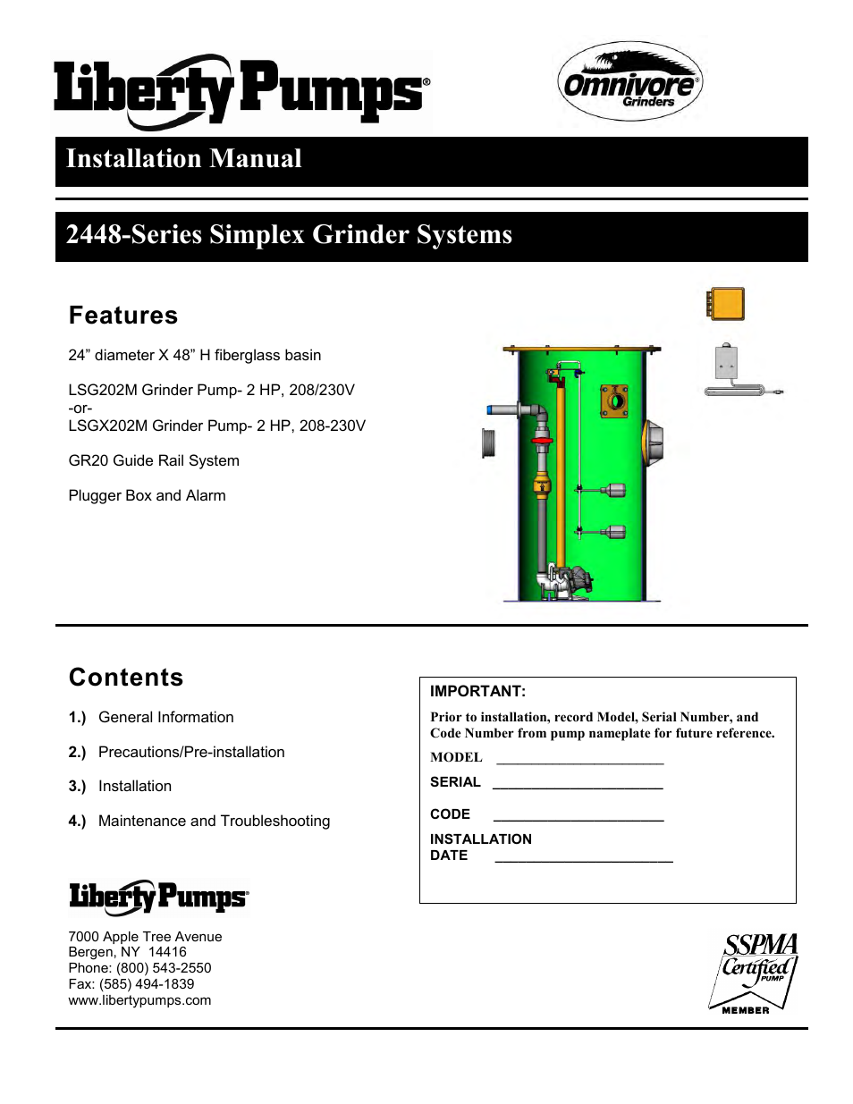 Liberty Pumps 2448-Series User Manual | 12 pages