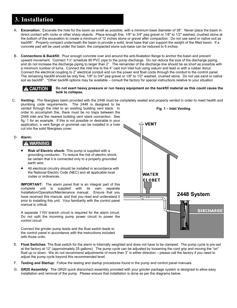 Installation, 2448 system | Liberty Pumps 2448-Series User Manual | Page 3 / 12