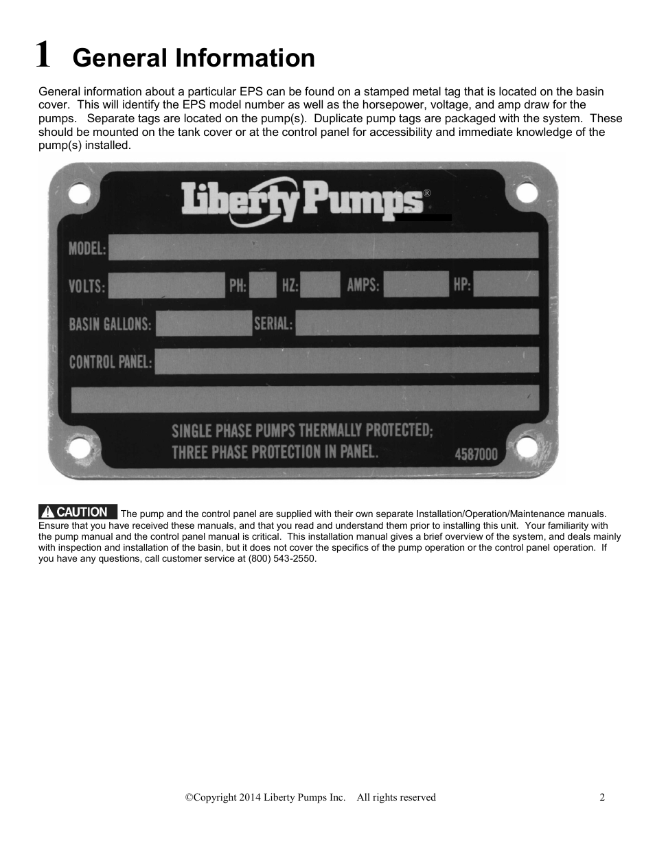 General information | Liberty Pumps Engineered Pump Systems (EPS) User Manual | Page 2 / 11