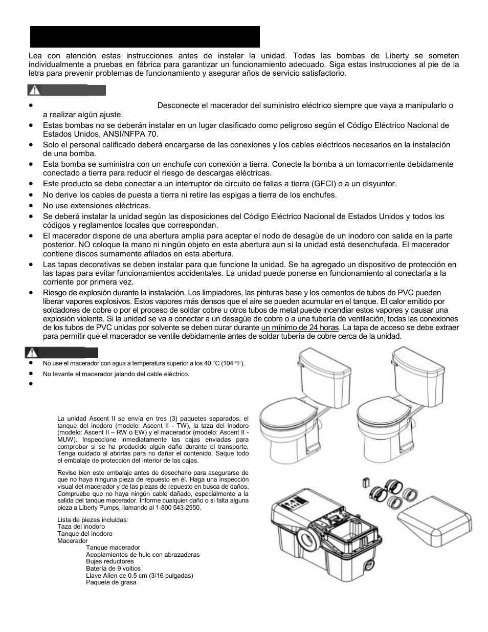 Información general | Liberty Pumps Ascent II User Manual | Page 20 / 55